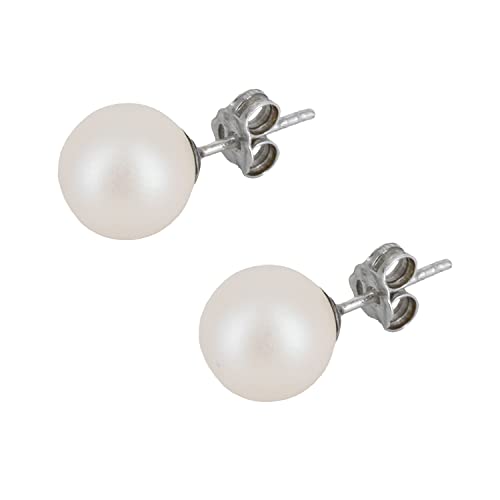 Pendientes de plata con perla Swarovski (Plata, Perla Blanca) | Pendientes Mujer Plata de Ley 925 | Materiales Hipoalergénicos | Pendientes Mujer Plata | Pendientes Plata Mujer | S&S